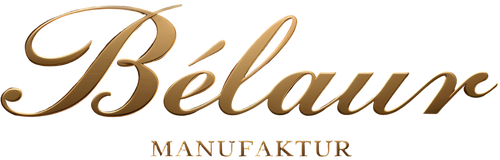 Bélaur Logo – mattschwarze Wortmarke mit goldener Prägung
